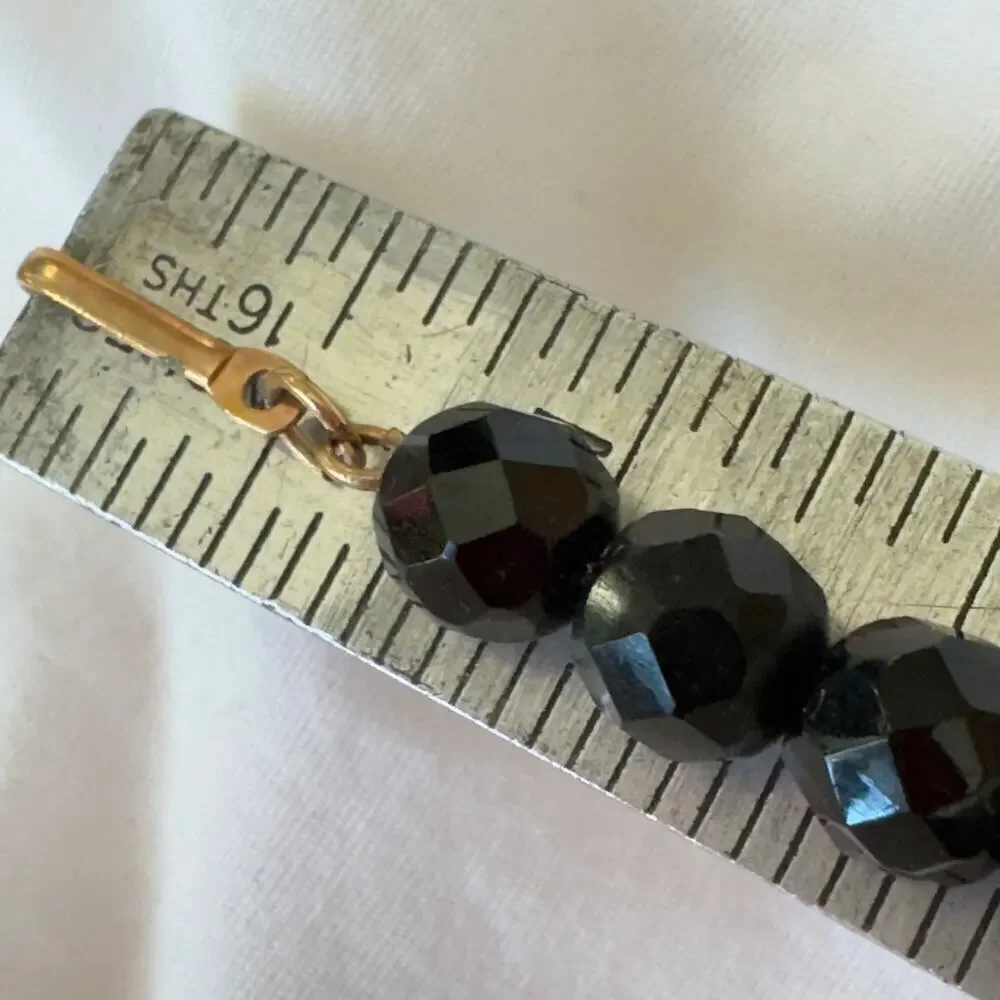 Vintage Laguna Black Jet Crystal Faceted Beaded Necklace NWT Estate Jewelry 28”